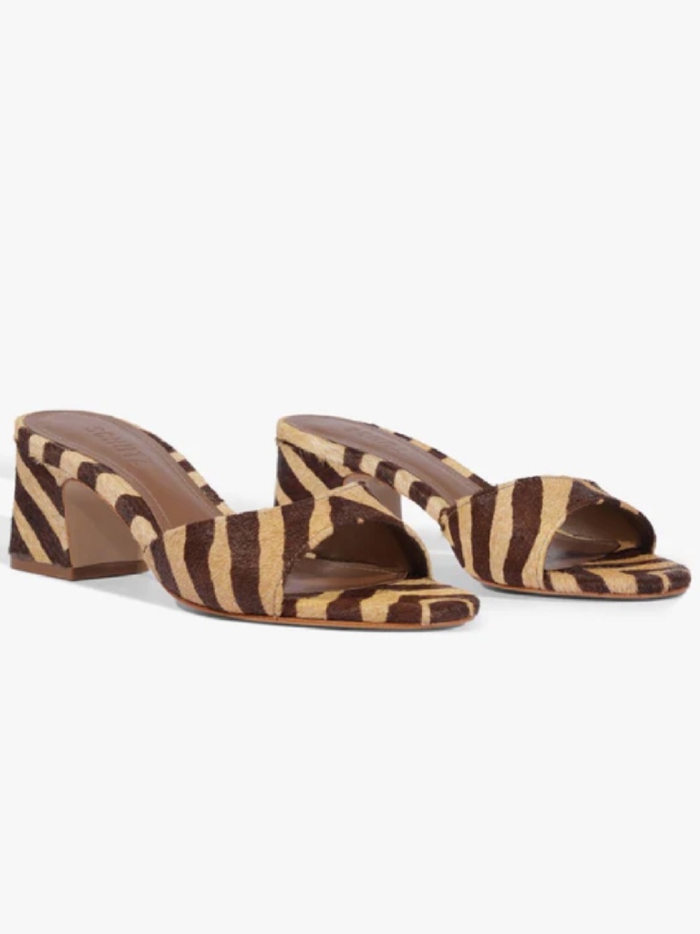 SCHUTZ HARRIET MID MULE ANIMAL PRINT LEATHER SANDAL